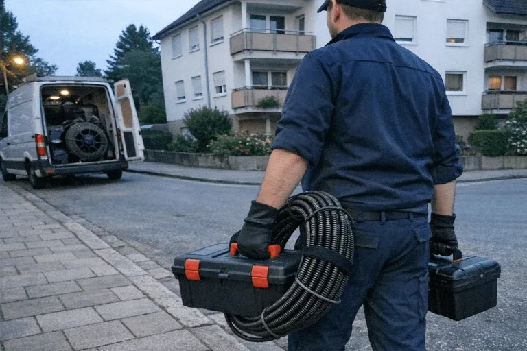 Plumber with tools arriving for an emergency repair